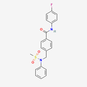 molecular formula C21H19FN2O3S B3456502 N-(4-fluorophenyl)-4-{[(methylsulfonyl)(phenyl)amino]methyl}benzamide 