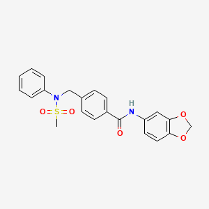 molecular formula C22H20N2O5S B3456512 N-1,3-benzodioxol-5-yl-4-{[(methylsulfonyl)(phenyl)amino]methyl}benzamide 