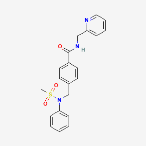 molecular formula C21H21N3O3S B3456527 4-{[(methylsulfonyl)(phenyl)amino]methyl}-N-(2-pyridinylmethyl)benzamide 