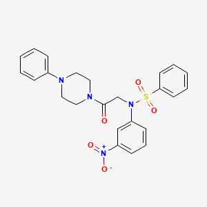 molecular formula C24H24N4O5S B3456534 N-(3-nitrophenyl)-N-[2-oxo-2-(4-phenyl-1-piperazinyl)ethyl]benzenesulfonamide 