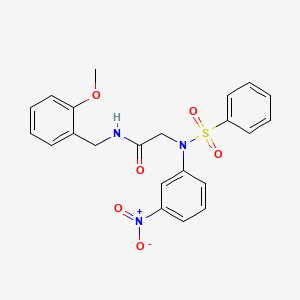 molecular formula C22H21N3O6S B3456536 N~1~-(2-methoxybenzyl)-N~2~-(3-nitrophenyl)-N~2~-(phenylsulfonyl)glycinamide 