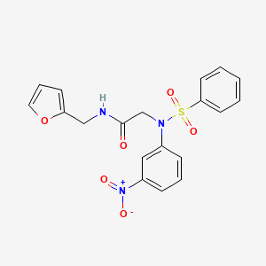 molecular formula C19H17N3O6S B3456537 N~1~-(2-furylmethyl)-N~2~-(3-nitrophenyl)-N~2~-(phenylsulfonyl)glycinamide 