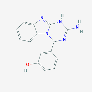 molecular formula C15H13N5O B345666 3-(2-Amino-1,4-dihydro[1,3,5]triazino[1,2-a]benzimidazol-4-yl)phenol CAS No. 326021-80-1