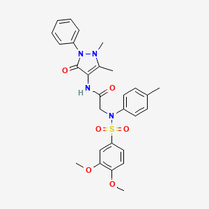molecular formula C28H30N4O6S B3456692 N~2~-[(3,4-dimethoxyphenyl)sulfonyl]-N~1~-(1,5-dimethyl-3-oxo-2-phenyl-2,3-dihydro-1H-pyrazol-4-yl)-N~2~-(4-methylphenyl)glycinamide 