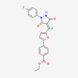 molecular formula C23H17FN2O5 B3457083 ethyl 4-(5-{[1-(4-fluorophenyl)-3,5-dioxo-4-pyrazolidinylidene]methyl}-2-furyl)benzoate 