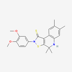 molecular formula C22H24N2O2S2 B3457163 2-(3,4-dimethoxyphenyl)-4,4,7,8-tetramethyl-4,5-dihydroisothiazolo[5,4-c]quinoline-1(2H)-thione 