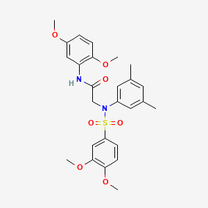 molecular formula C26H30N2O7S B3457195 N~1~-(2,5-dimethoxyphenyl)-N~2~-[(3,4-dimethoxyphenyl)sulfonyl]-N~2~-(3,5-dimethylphenyl)glycinamide 