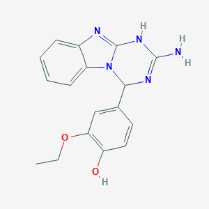 molecular formula C17H17N5O2 B345730 4-(2-Amino-1,4-dihydro[1,3,5]triazino[1,2-a]benzimidazol-4-yl)-2-ethoxyphenol CAS No. 727680-26-4