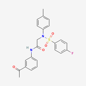 molecular formula C23H21FN2O4S B3457347 N~1~-(3-acetylphenyl)-N~2~-[(4-fluorophenyl)sulfonyl]-N~2~-(4-methylphenyl)glycinamide 
