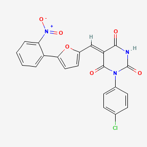 1-(4-chlorophenyl)-5-{[5-(2-nitrophenyl)-2-furyl]methylene}-2,4,6(1H,3H,5H)-pyrimidinetrione