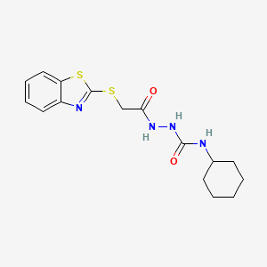 molecular formula C16H20N4O2S2 B3457478 2-[(1,3-benzothiazol-2-ylthio)acetyl]-N-cyclohexylhydrazinecarboxamide 