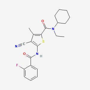 molecular formula C22H24FN3O2S B3457485 4-cyano-N-cyclohexyl-N-ethyl-5-[(2-fluorobenzoyl)amino]-3-methyl-2-thiophenecarboxamide 