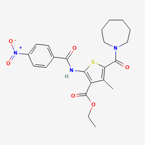 molecular formula C22H25N3O6S B3457488 ethyl 5-(1-azepanylcarbonyl)-4-methyl-2-[(4-nitrobenzoyl)amino]-3-thiophenecarboxylate 