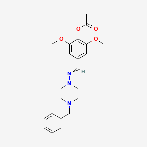 molecular formula C22H27N3O4 B3457505 4-{[(4-benzyl-1-piperazinyl)imino]methyl}-2,6-dimethoxyphenyl acetate 
