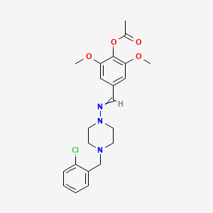 molecular formula C22H26ClN3O4 B3457531 4-({[4-(2-chlorobenzyl)-1-piperazinyl]imino}methyl)-2,6-dimethoxyphenyl acetate 