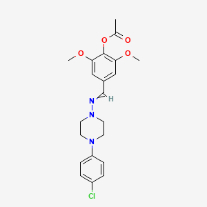 molecular formula C21H24ClN3O4 B3457539 4-({[4-(4-chlorophenyl)-1-piperazinyl]imino}methyl)-2,6-dimethoxyphenyl acetate 