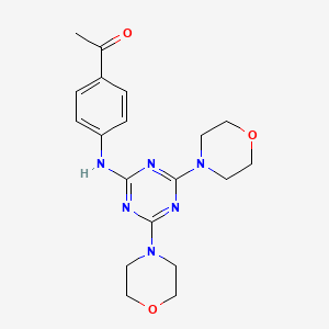 molecular formula C19H24N6O3 B3457552 1-{4-[(4,6-di-4-morpholinyl-1,3,5-triazin-2-yl)amino]phenyl}ethanone 