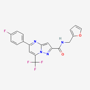 molecular formula C19H12F4N4O2 B3457598 5-(4-fluorophenyl)-N-(2-furylmethyl)-7-(trifluoromethyl)pyrazolo[1,5-a]pyrimidine-2-carboxamide 