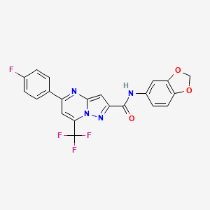 molecular formula C21H12F4N4O3 B3457606 N-1,3-benzodioxol-5-yl-5-(4-fluorophenyl)-7-(trifluoromethyl)pyrazolo[1,5-a]pyrimidine-2-carboxamide 