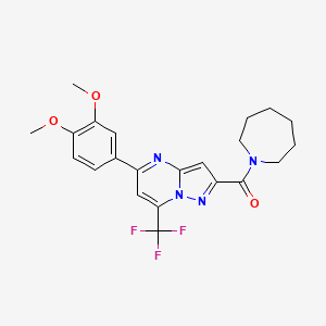 molecular formula C22H23F3N4O3 B3457607 2-(1-azepanylcarbonyl)-5-(3,4-dimethoxyphenyl)-7-(trifluoromethyl)pyrazolo[1,5-a]pyrimidine 