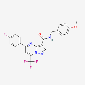 molecular formula C22H16F4N4O2 B3457617 5-(4-fluorophenyl)-N-(4-methoxybenzyl)-7-(trifluoromethyl)pyrazolo[1,5-a]pyrimidine-3-carboxamide 