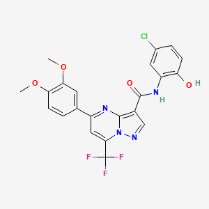 molecular formula C22H16ClF3N4O4 B3457626 N-(5-chloro-2-hydroxyphenyl)-5-(3,4-dimethoxyphenyl)-7-(trifluoromethyl)pyrazolo[1,5-a]pyrimidine-3-carboxamide 