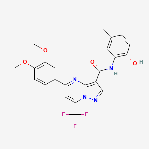 molecular formula C23H19F3N4O4 B3457629 5-(3,4-dimethoxyphenyl)-N-(2-hydroxy-5-methylphenyl)-7-(trifluoromethyl)pyrazolo[1,5-a]pyrimidine-3-carboxamide 