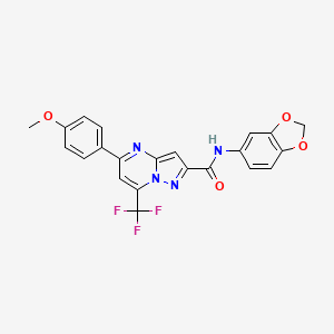 molecular formula C22H15F3N4O4 B3457660 N-1,3-benzodioxol-5-yl-5-(4-methoxyphenyl)-7-(trifluoromethyl)pyrazolo[1,5-a]pyrimidine-2-carboxamide 