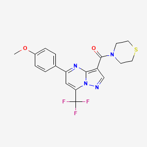 molecular formula C19H17F3N4O2S B3457682 5-(4-methoxyphenyl)-3-(4-thiomorpholinylcarbonyl)-7-(trifluoromethyl)pyrazolo[1,5-a]pyrimidine 