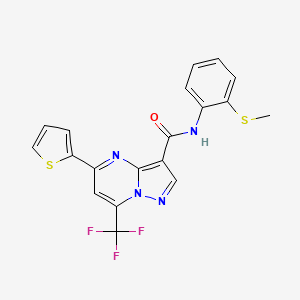 molecular formula C19H13F3N4OS2 B3457686 N-[2-(methylthio)phenyl]-5-(2-thienyl)-7-(trifluoromethyl)pyrazolo[1,5-a]pyrimidine-3-carboxamide 