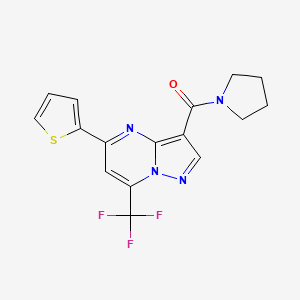molecular formula C16H13F3N4OS B3457694 3-(1-pyrrolidinylcarbonyl)-5-(2-thienyl)-7-(trifluoromethyl)pyrazolo[1,5-a]pyrimidine 