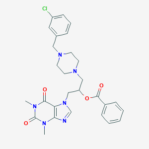molecular formula C28H31ClN6O4 B034577 7-(2-Benzoyloxy-3-(4-(m-chlorobenzyl)-1-piperazinyl)propyl)theophylline CAS No. 19977-07-2