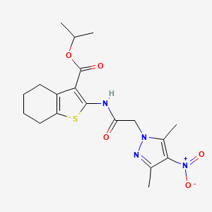 molecular formula C19H24N4O5S B3457716 isopropyl 2-{[(3,5-dimethyl-4-nitro-1H-pyrazol-1-yl)acetyl]amino}-4,5,6,7-tetrahydro-1-benzothiophene-3-carboxylate 