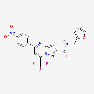 molecular formula C19H12F3N5O4 B3457747 N-(2-furylmethyl)-5-(4-nitrophenyl)-7-(trifluoromethyl)pyrazolo[1,5-a]pyrimidine-2-carboxamide 