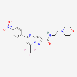 molecular formula C20H19F3N6O4 B3457770 N-[2-(4-morpholinyl)ethyl]-5-(4-nitrophenyl)-7-(trifluoromethyl)pyrazolo[1,5-a]pyrimidine-2-carboxamide 