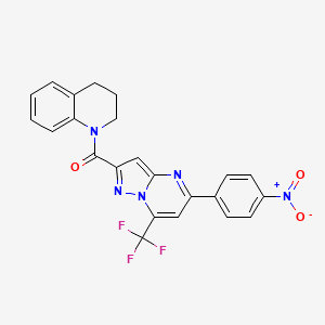 molecular formula C23H16F3N5O3 B3457776 1-{[5-(4-nitrophenyl)-7-(trifluoromethyl)pyrazolo[1,5-a]pyrimidin-2-yl]carbonyl}-1,2,3,4-tetrahydroquinoline 