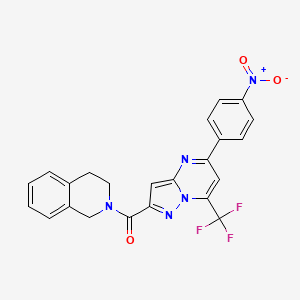 molecular formula C23H16F3N5O3 B3457802 2-{[5-(4-nitrophenyl)-7-(trifluoromethyl)pyrazolo[1,5-a]pyrimidin-2-yl]carbonyl}-1,2,3,4-tetrahydroisoquinoline 