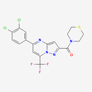 molecular formula C18H13Cl2F3N4OS B3457805 5-(3,4-dichlorophenyl)-2-(4-thiomorpholinylcarbonyl)-7-(trifluoromethyl)pyrazolo[1,5-a]pyrimidine 