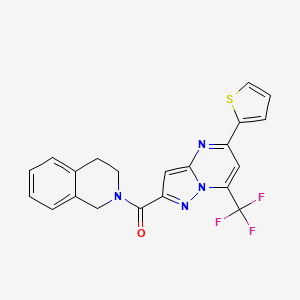 molecular formula C21H15F3N4OS B3457812 2-{[5-(2-thienyl)-7-(trifluoromethyl)pyrazolo[1,5-a]pyrimidin-2-yl]carbonyl}-1,2,3,4-tetrahydroisoquinoline 