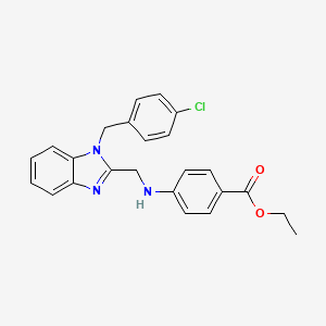 molecular formula C24H22ClN3O2 B3457835 ethyl 4-({[1-(4-chlorobenzyl)-1H-benzimidazol-2-yl]methyl}amino)benzoate 