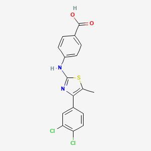 molecular formula C17H12Cl2N2O2S B3457861 4-{[4-(3,4-dichlorophenyl)-5-methyl-1,3-thiazol-2-yl]amino}benzoic acid 