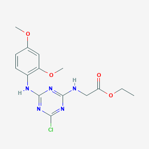 molecular formula C15H18ClN5O4 B3457867 ethyl N-{4-chloro-6-[(2,4-dimethoxyphenyl)amino]-1,3,5-triazin-2-yl}glycinate 