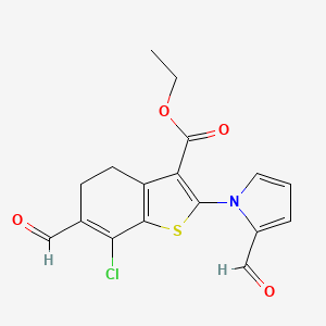 ethyl 7-chloro-6-formyl-2-(2-formyl-1H-pyrrol-1-yl)-4,5-dihydro-1-benzothiophene-3-carboxylate