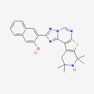 molecular formula C24H23N5OS B3457906 3-(8,8,10,10-tetramethyl-8,9,10,11-tetrahydropyrido[4',3':4,5]thieno[3,2-e][1,2,4]triazolo[1,5-c]pyrimidin-2-yl)-2-naphthol 