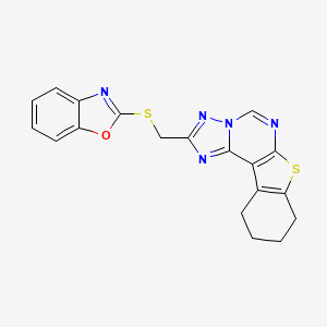 molecular formula C19H15N5OS2 B3457916 2-[(1,3-benzoxazol-2-ylthio)methyl]-8,9,10,11-tetrahydro[1]benzothieno[3,2-e][1,2,4]triazolo[1,5-c]pyrimidine 