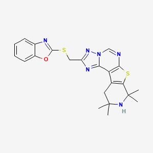 molecular formula C22H22N6OS2 B3457919 2-[(1,3-benzoxazol-2-ylthio)methyl]-8,8,10,10-tetramethyl-8,9,10,11-tetrahydropyrido[4',3':4,5]thieno[3,2-e][1,2,4]triazolo[1,5-c]pyrimidine 