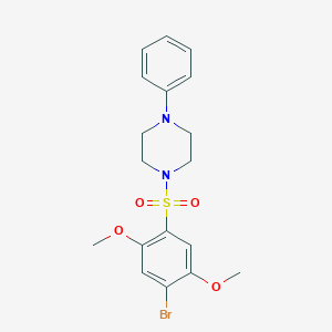molecular formula C18H21BrN2O4S B345793 1-[(4-Bromo-2,5-dimethoxyphenyl)sulfonyl]-4-phenylpiperazine CAS No. 428466-91-5