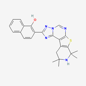 molecular formula C24H23N5OS B3457944 2-(8,8,10,10-tetramethyl-8,9,10,11-tetrahydropyrido[4',3':4,5]thieno[3,2-e][1,2,4]triazolo[1,5-c]pyrimidin-2-yl)-1-naphthol 