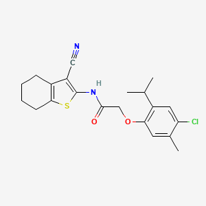molecular formula C21H23ClN2O2S B3457975 2-(4-chloro-2-isopropyl-5-methylphenoxy)-N-(3-cyano-4,5,6,7-tetrahydro-1-benzothien-2-yl)acetamide 