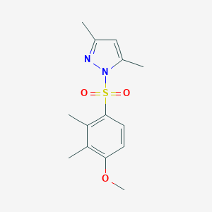 molecular formula C14H18N2O3S B345816 1-(4-Methoxy-2,3-dimethyl-benzenesulfonyl)-3,5-dimethyl-1H-pyrazole CAS No. 957354-83-5